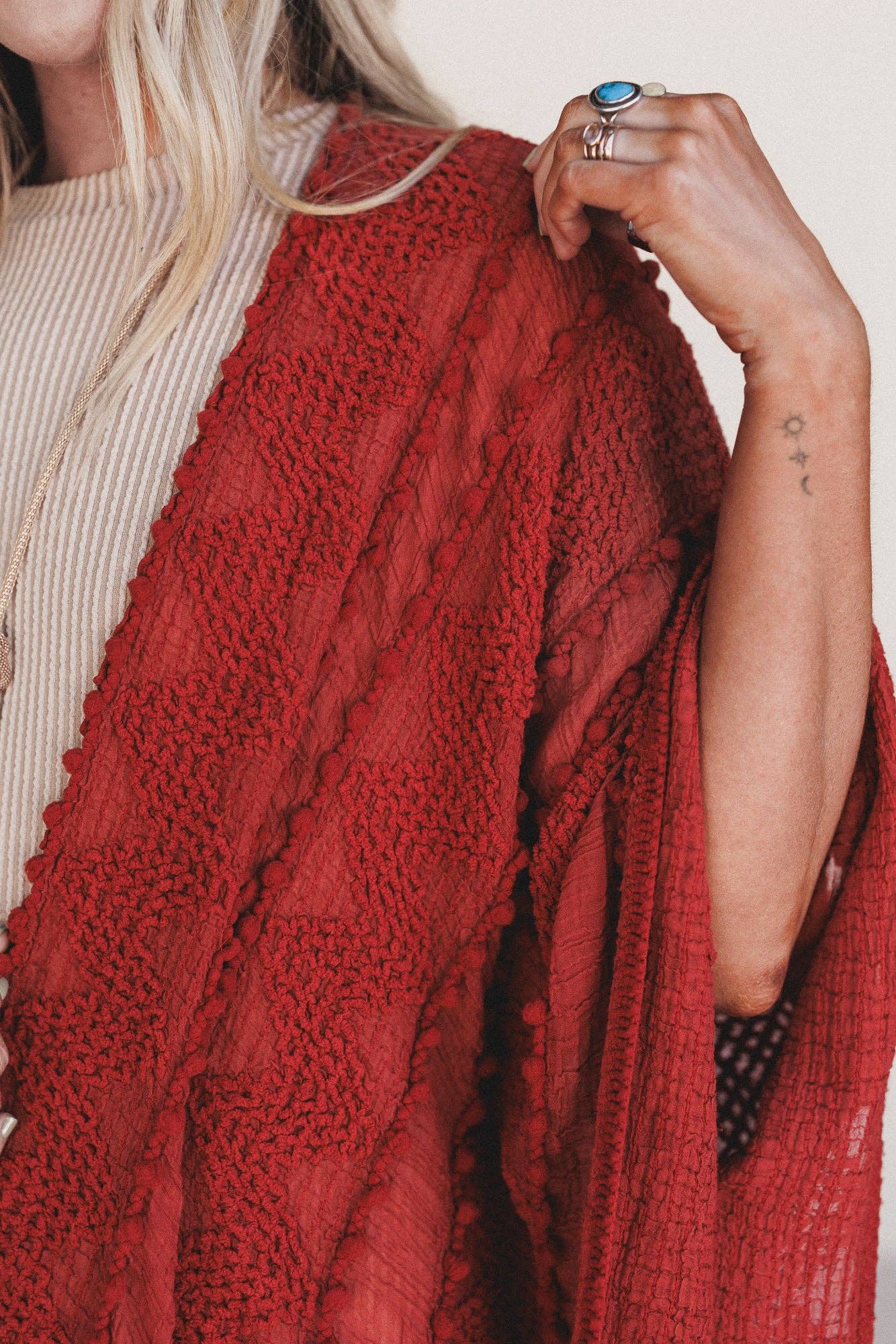 Bali Embroidered Kimono - Rust: Rust / OS