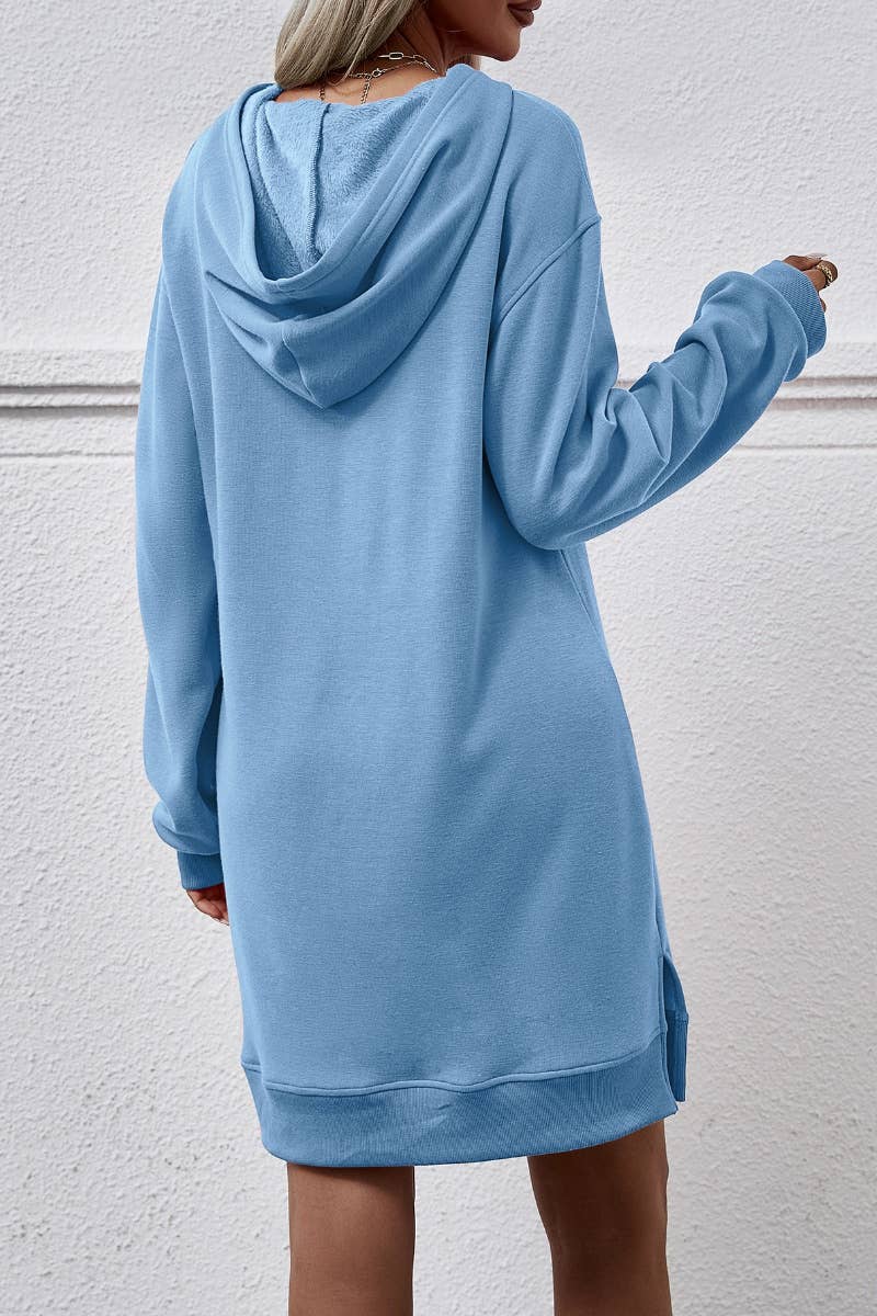 The Lounge & Go Hoodie Dress in Sky Blue
