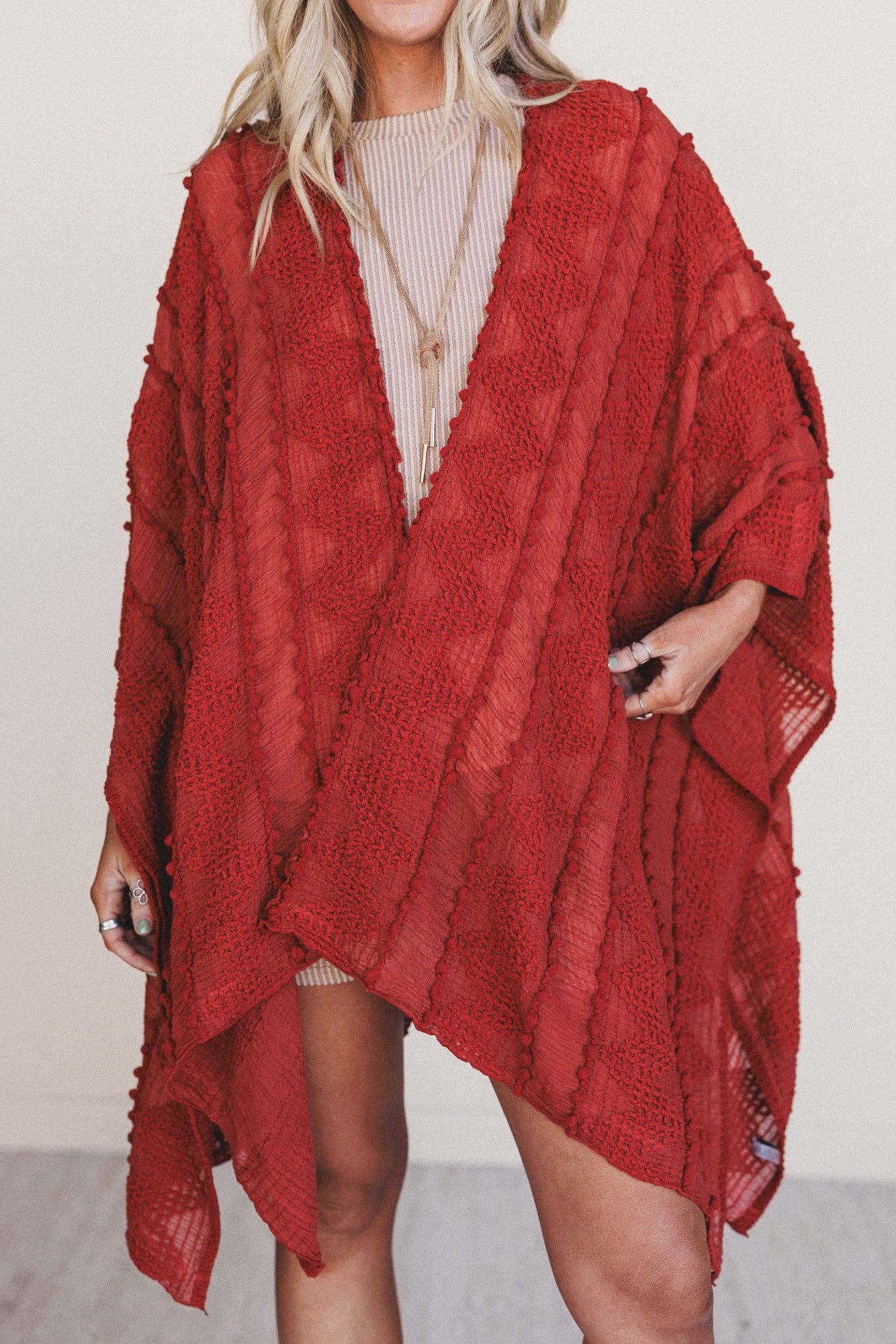 Bali Embroidered Kimono - Rust: Rust / OS