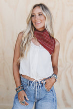 Rylee Flower Field Bandana Scarf - Rust: Rust