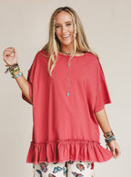 Mariah Ruffle Tee - Mauve: Mauve / L