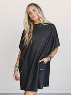 Laid Back Luxe Dress - Jet Black: Jet Black / S