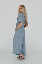 Jodi Short Sleeve Jumpsuit - Teal: S