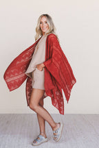 Bali Embroidered Kimono - Rust: Rust / OS
