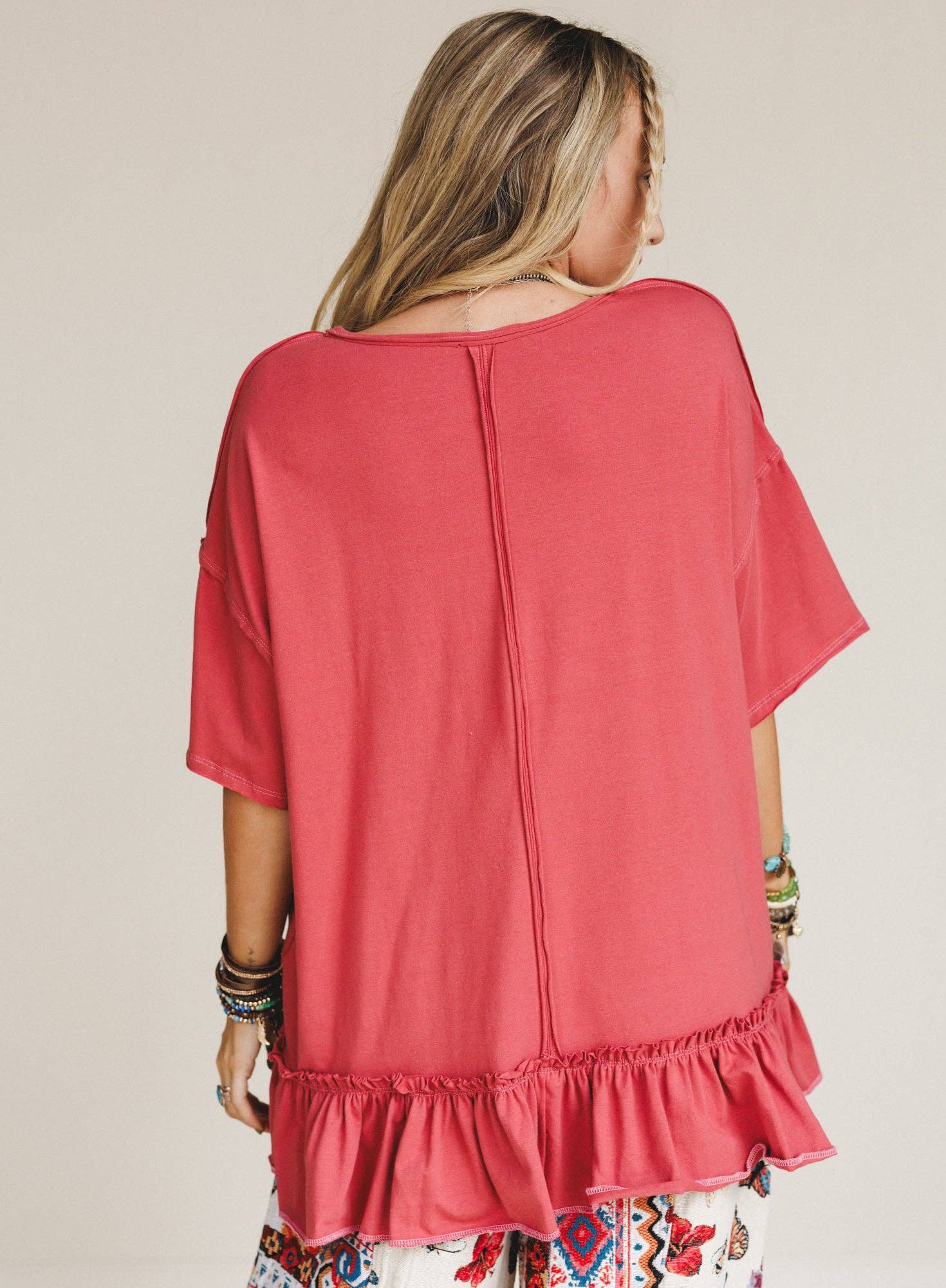 Mariah Ruffle Tee - Mauve: Mauve / M