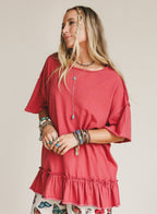 Mariah Ruffle Tee - Mauve: Mauve / XL