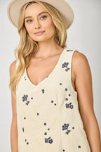 Embroidered Wash Shift Dress: Ivory
