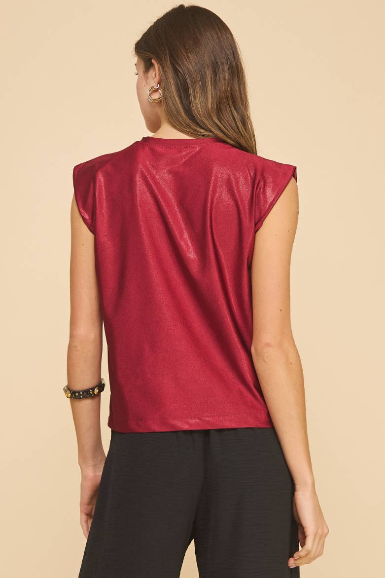 Blossom Metallic Top in Red