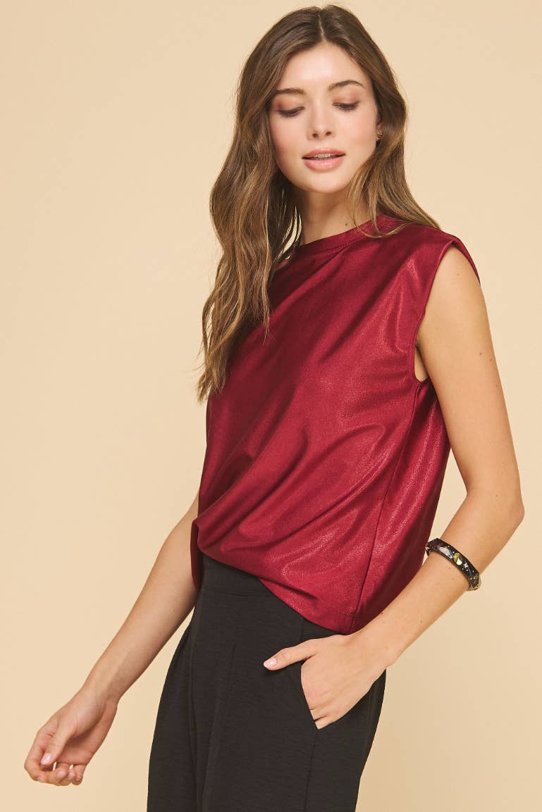 Blossom Metallic Top in Red