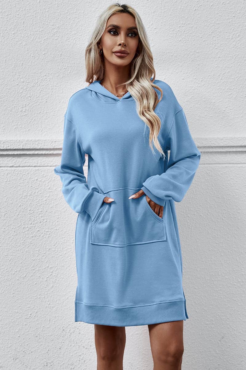 The Lounge & Go Hoodie Dress in Sky Blue