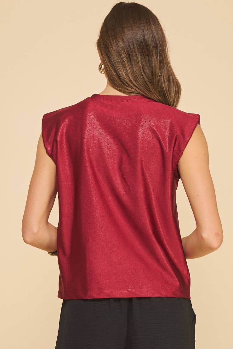 Blossom Metallic Top in Red