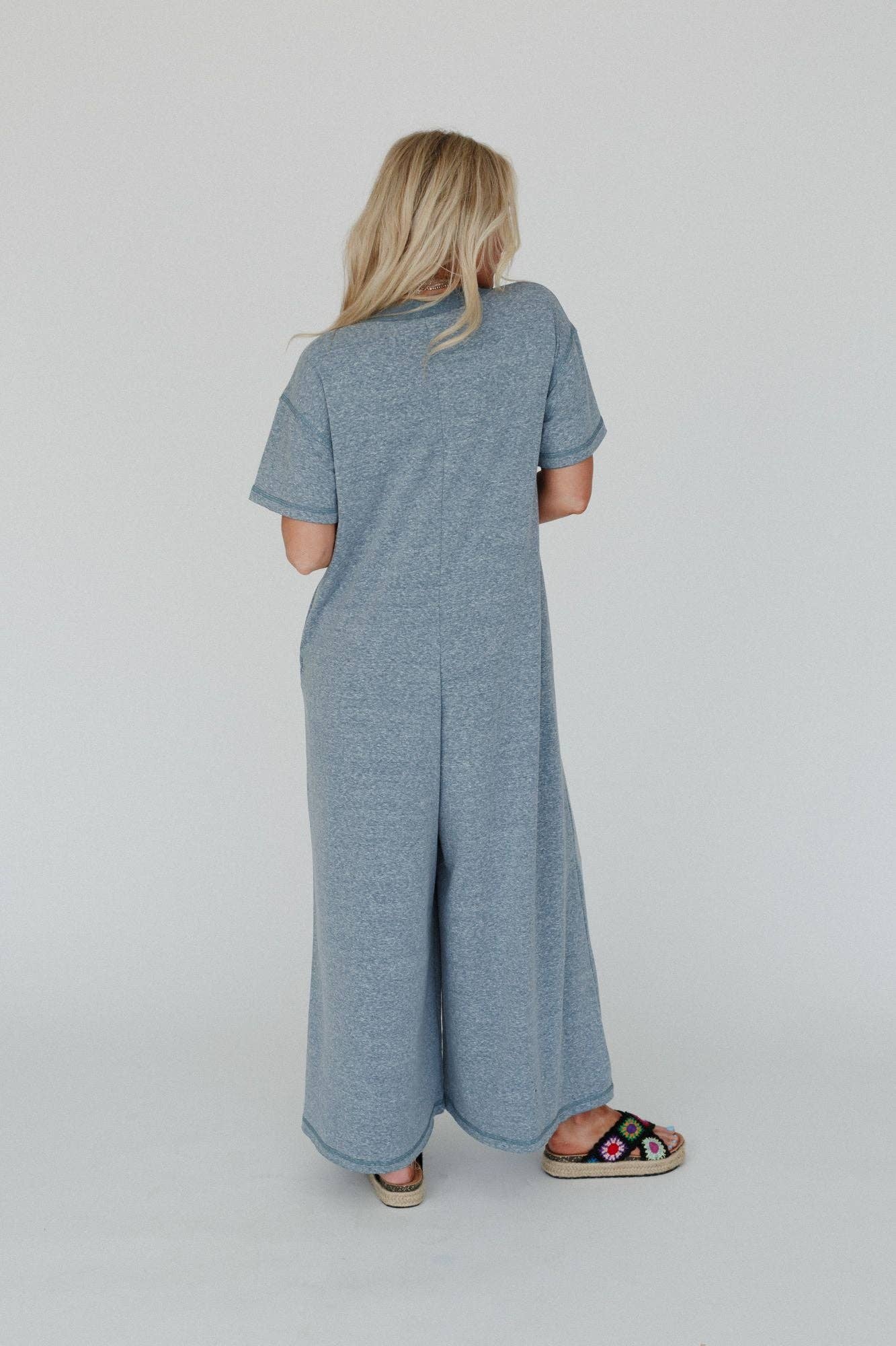 Jodi Short Sleeve Jumpsuit - Teal: S