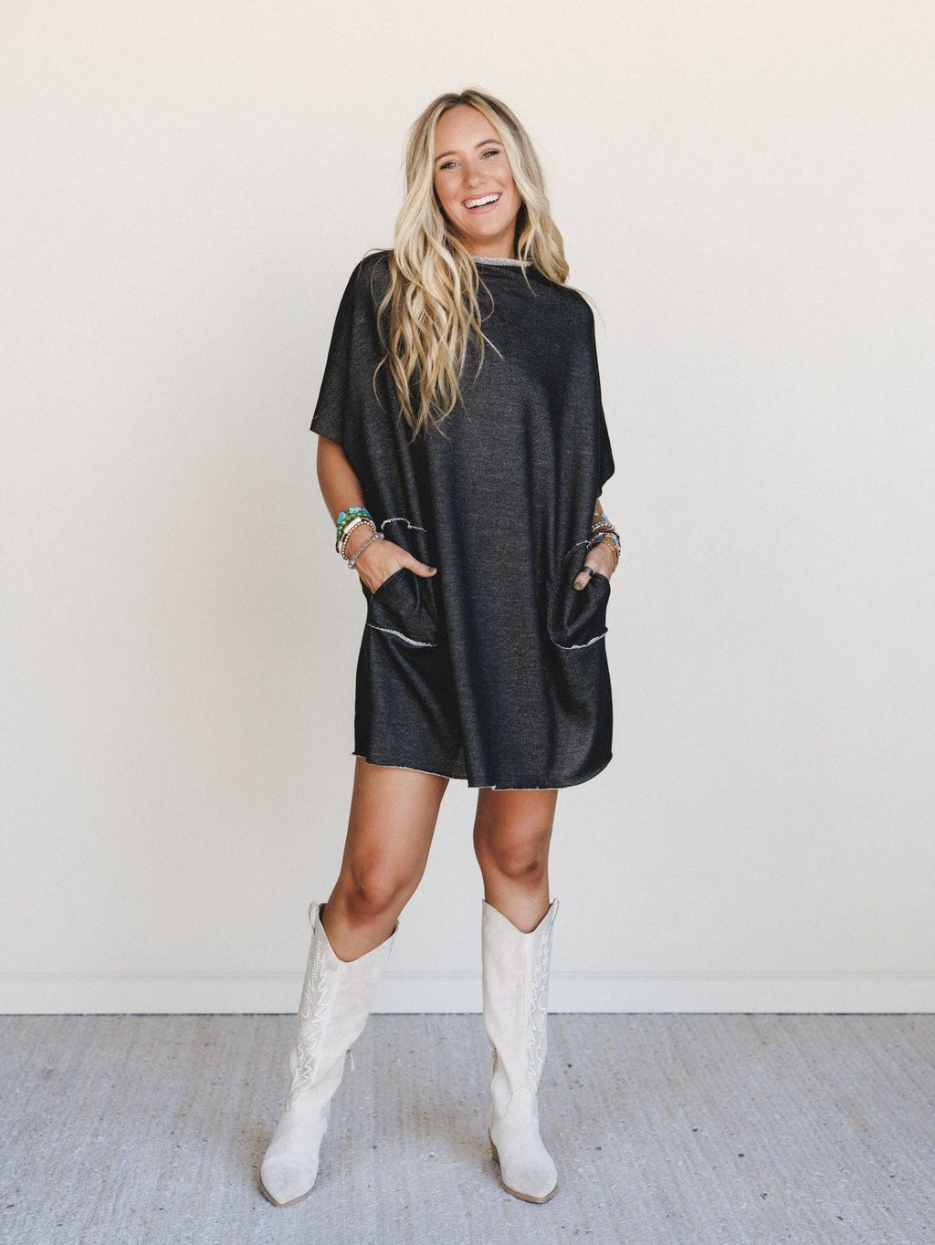 Laid Back Luxe Dress - Jet Black: Jet Black / S