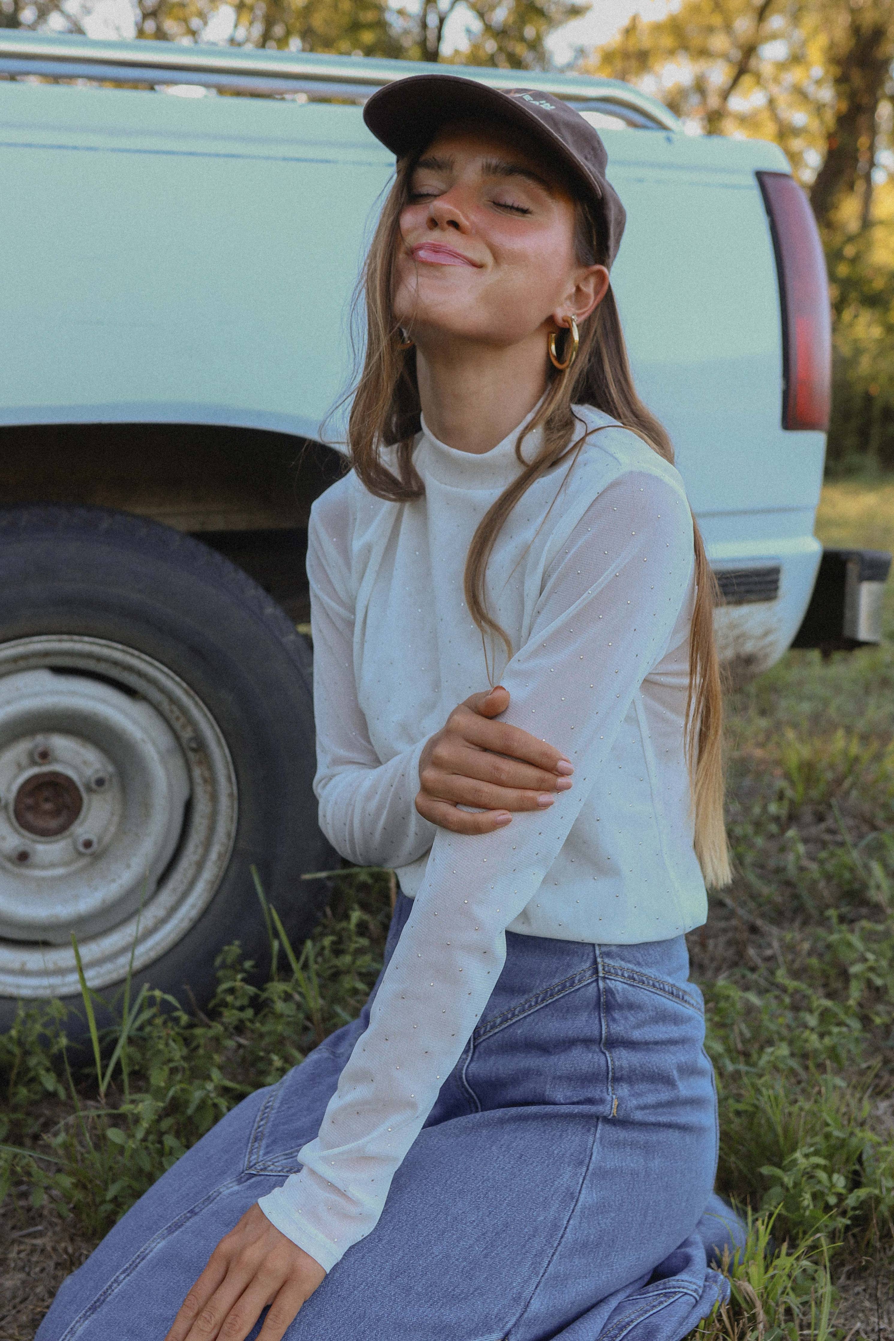 Embellished White Mesh Top