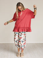 Mariah Ruffle Tee - Mauve: Mauve / M