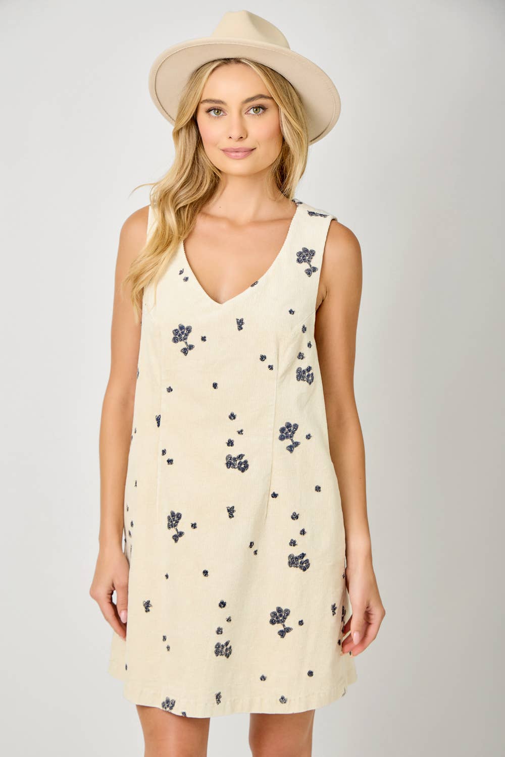 Embroidered Wash Shift Dress: Ivory