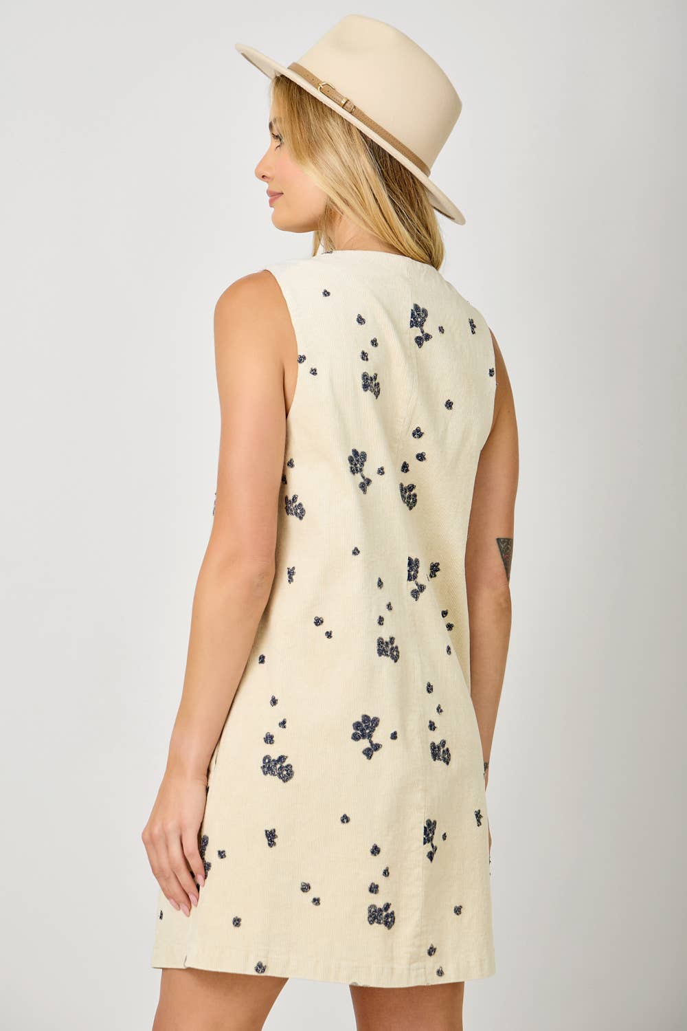 Embroidered Wash Shift Dress: Ivory