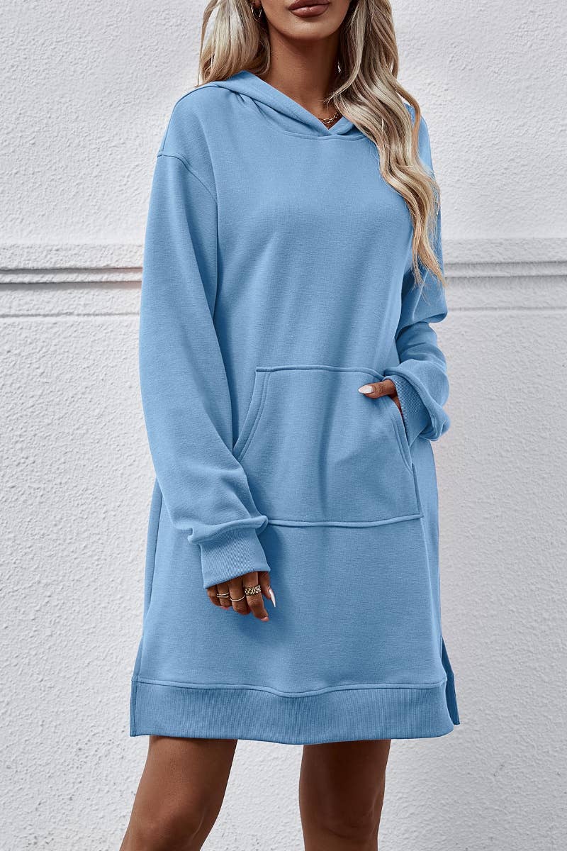 The Lounge & Go Hoodie Dress in Sky Blue