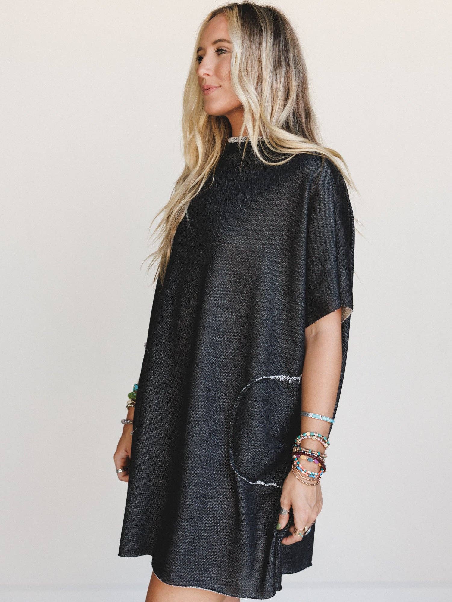 Laid Back Luxe Dress - Jet Black: Jet Black / S