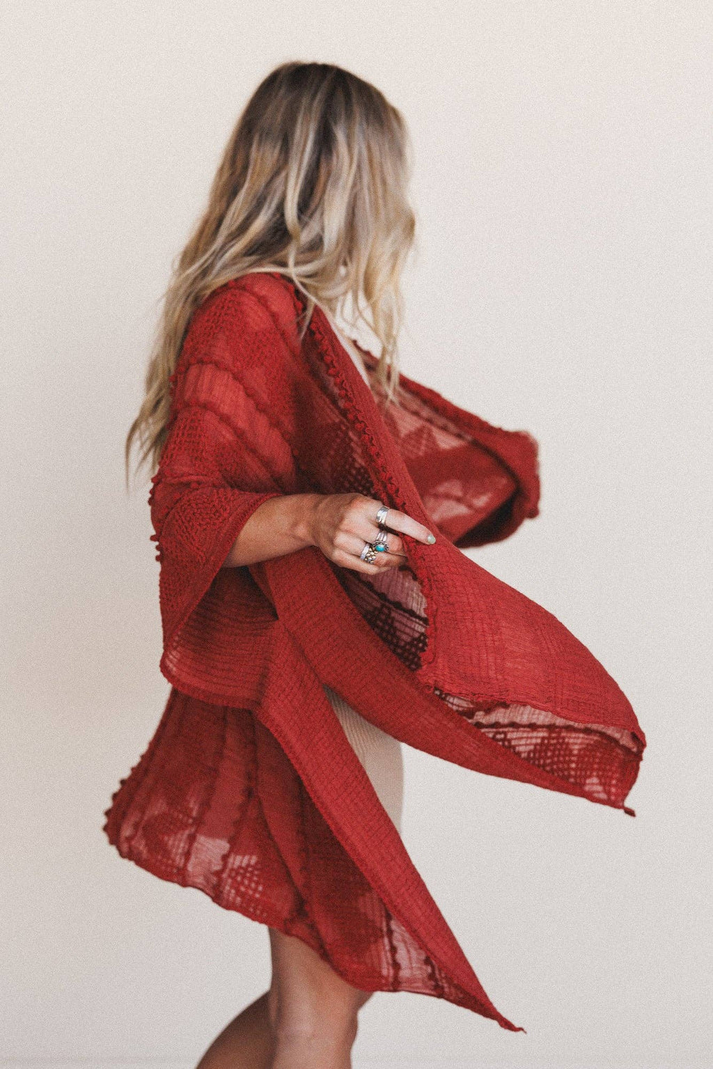 Bali Embroidered Kimono - Rust: Rust / OS