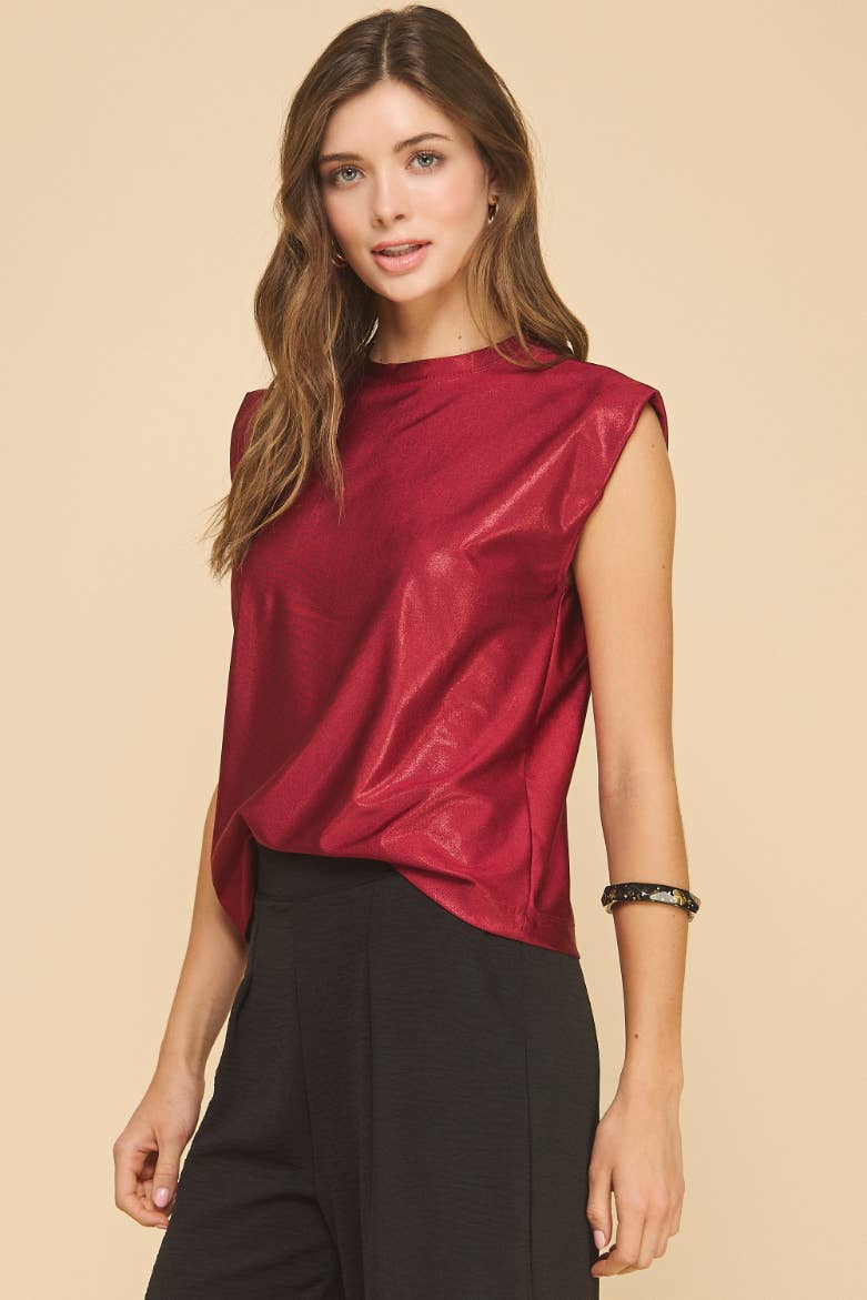 Blossom Metallic Top in Red