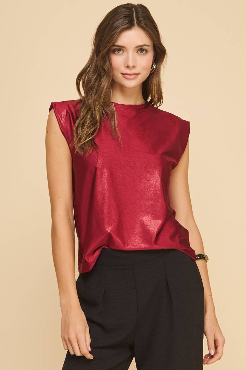 Blossom Metallic Top in Red